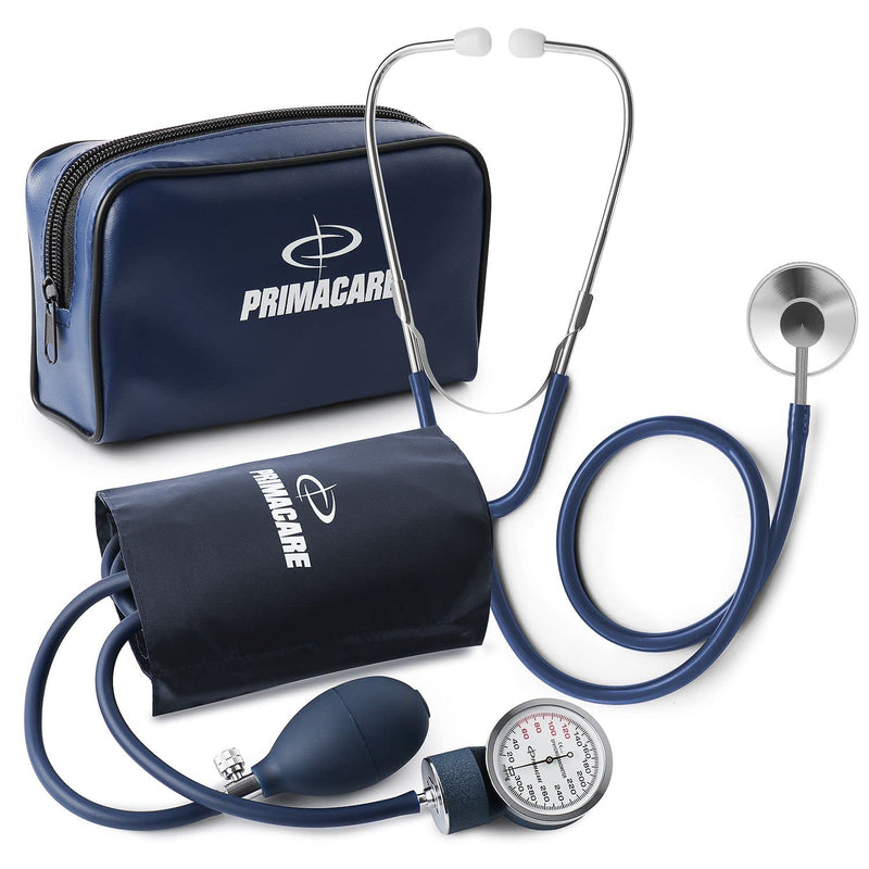 Primacare DS-9197-BL Professional Classic Series Manual Adult Size Blood Pressure Kit, Emergency Bp kit with Stethoscope and Portable Leatherette Case, Nylon Cuff, Blue - BeesActive Australia