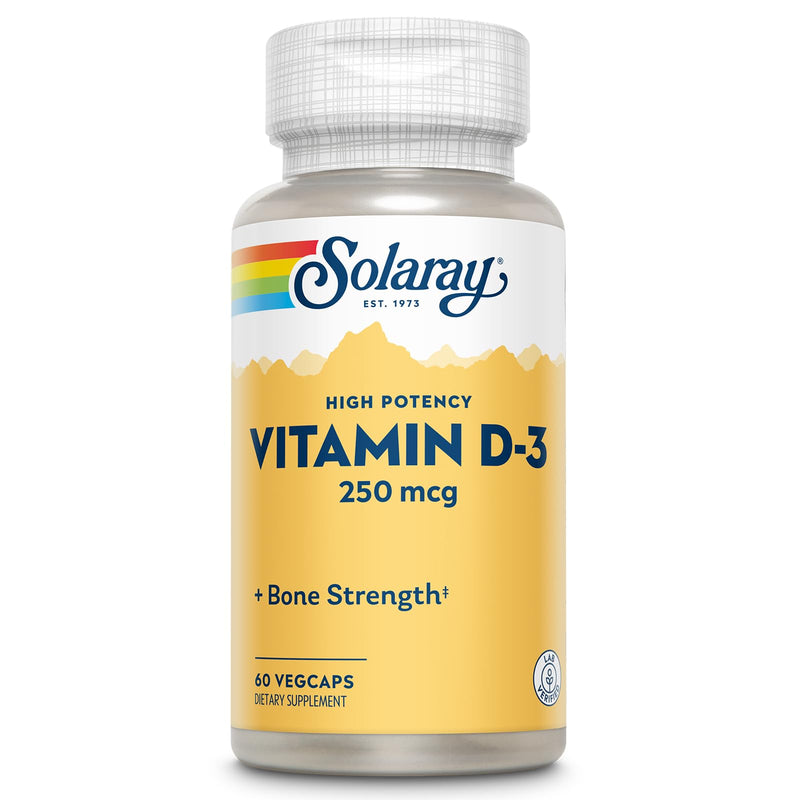 SOLARAY Vitamin D3 10000IU (250 mcg), VIT D3 Cholecalciferol, 60 Veg Caps | High Potency Vitamin D Supplement for Men & Women, Bones and Immune Health Support Capsules