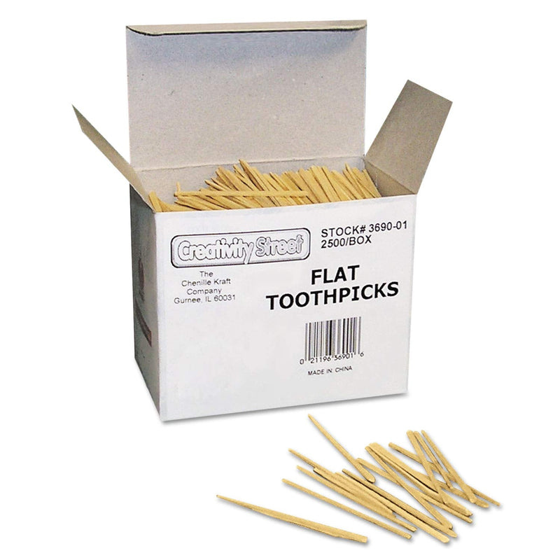 Chenille Kraft 369001 Flat Wood Toothpicks, Natural Wood Color, 2500/Pack - BeesActive Australia