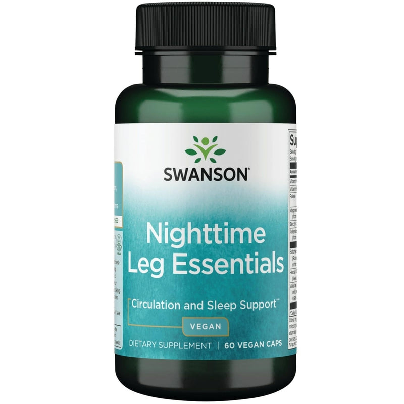 Swanson Nighttime Leg Essentials, Circulation, 60 Veg Capsules | An Essential Formula for Nighttime Relaxation that Promotes Healthy Circulation, Nerves and Muscles, Take before Bedtime