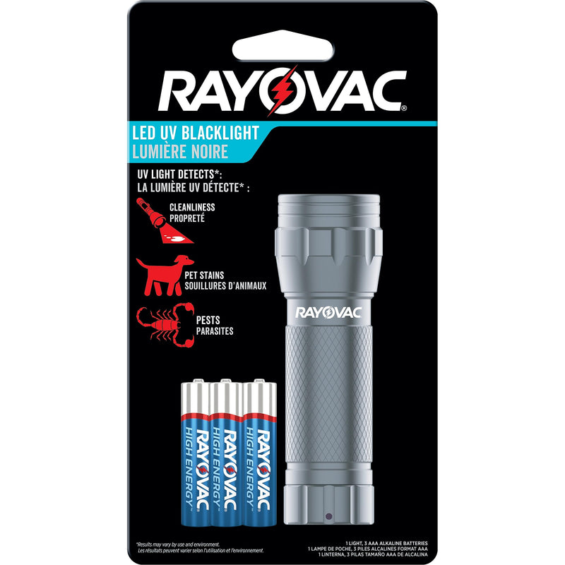 Rayovac UV Flashlight Black Light, Ultraviolet Light for Detecting Pet Stains and Auto Leaks, Flash Light with AAA Batteries Included, Pack of 1 - BeesActive Australia