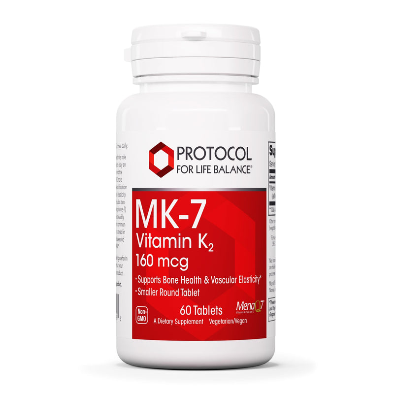 PROTOCOL FOR LIFE BALANCE MK-7 Vitamin K2 160mcg, Bone Health, 60 Tablets | VIT K Supplement, MK-7 Vitamin K2 Life Balance, Support Bone Health and Vascular Elasticity*, Non-GMO and Vegan