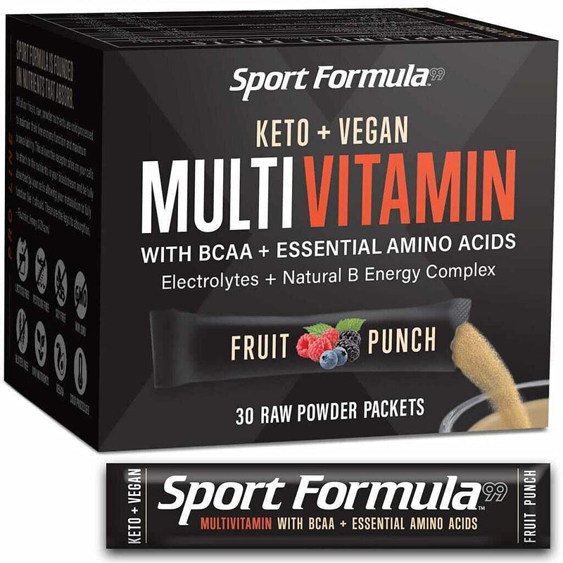 Liquid Multivitamin Drink Mix Vitamin Powder BCAA Won't Upset Your Stomach Daily Keto MultiVitamin for Men and Women Amino Acid Powder Fruit Punch Packet Multivitamin Powder Electrolytes 0.18 Ounce (Pack of 30)