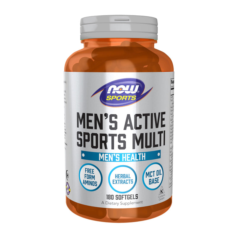 NOW Foods Sports Nutrition, Men's Extreme Sports Multi with Free-Form Amino Acids, ZMA®, Tribulus, MCT Oil, and Herbal Extracts, 180 Softgels 180 Count (Pack of 1)