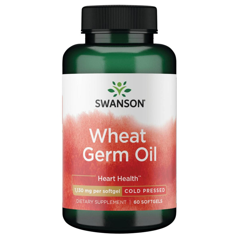 Swanson Cold-Pressed Wheat Germ Oil 1130 mg, 60 Softgels | A Beneficial Source of Vitamin E and Essential Fatty Acids, Delivers Wheat Germ Oil per Serving in Softgel Form
