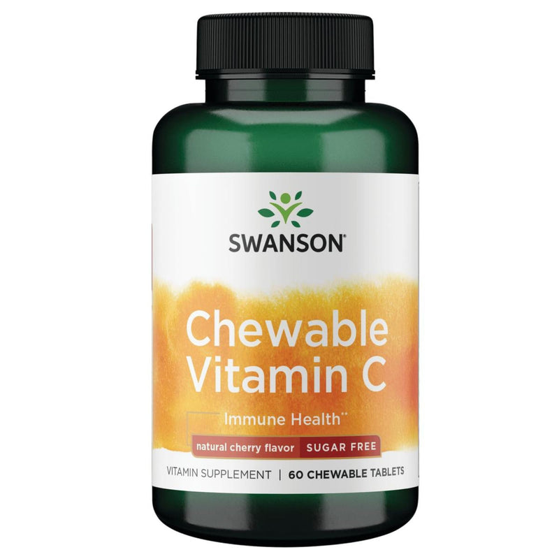 Swanson Sugar-Free Chewable Vitamin C Cherry 60 Chwbls | Quick-Dissolving Cherry Chewables for Immune System Support that Help Neutralize Free Radicals, Vegan and Non-GMO