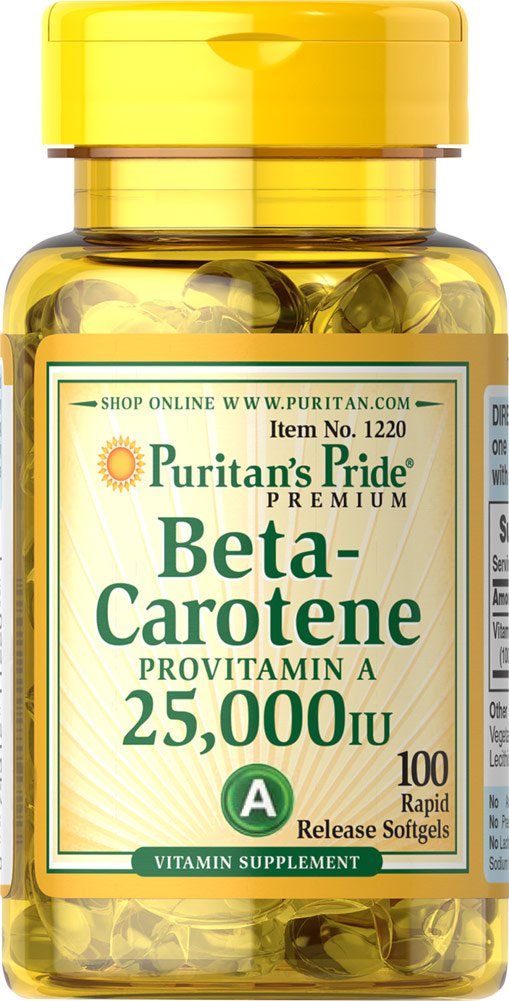 Puritan's Pride 2 Pack of Beta-Carotene 25,000 IU Carotene 25,000 IU-100 Softgels - BeesActive Australia