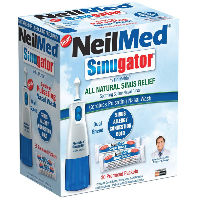 NeilMed Sinugator Cordless Pulsating Nasal Wash with 30 Premixed Packets - BeesActive Australia