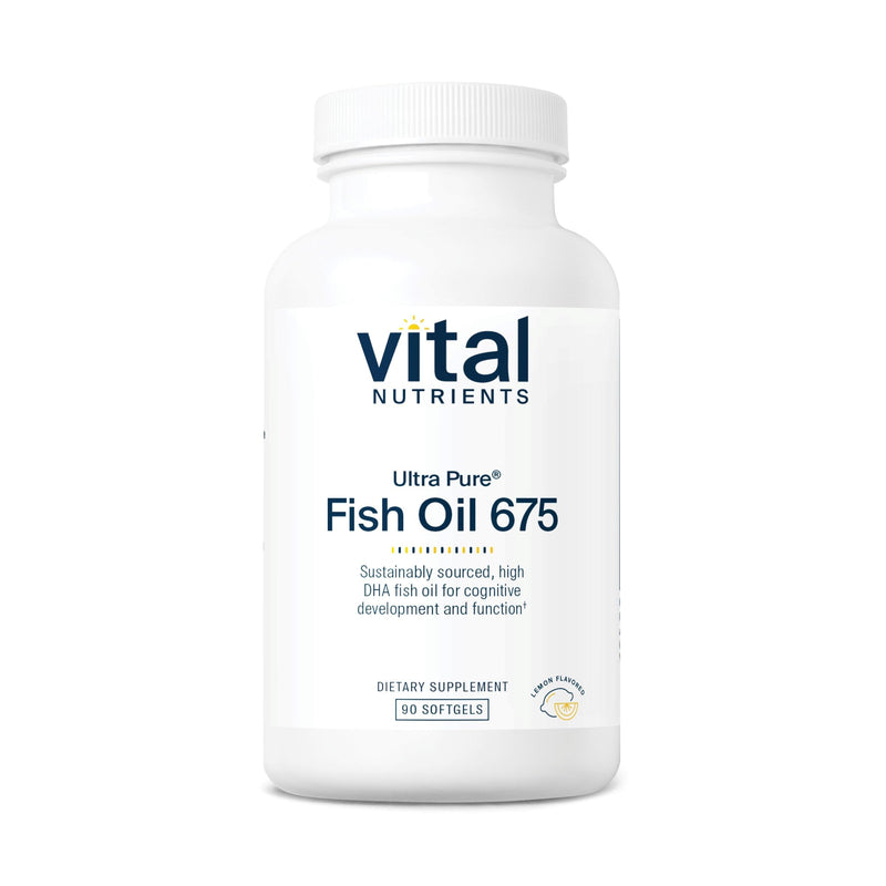 Vital Nutrients Ultra Pure® Fish Oil 675 - Supports Brain Development & Function* - Sustainably Sourced High DHA Omega-3 Fatty Acid - Lemon Flavor - Gluten, Dairy & Soy Free - 90 Softgels