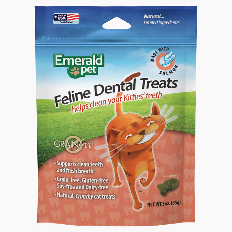 Feline Dental Treats — Tasty and Crunchy Cat Dental Treats Grain Free — Natural Dental Treats to Clean Cat Teeth, Freshen Cat Breath, and Reduce Plaque and Tartar Buildup — Salmon Treats, 3 oz 1 Count (Pack of 1) - PawsPlanet Australia