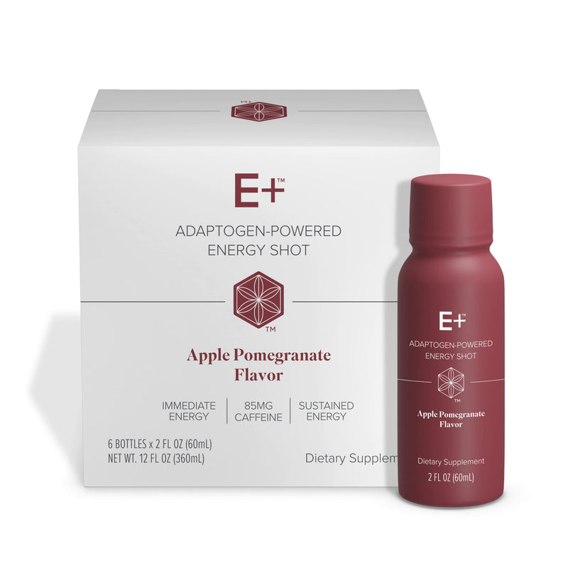 Isagenix E+ - Liquid Energy Shot with Plant-Based Caffeine & Adaptogenic Botanical Blend - Support Endurance with Flavored Energy Shot - Apple Pomegranate - 2 Oz Bottles (6 Pack) - BeesActive Australia