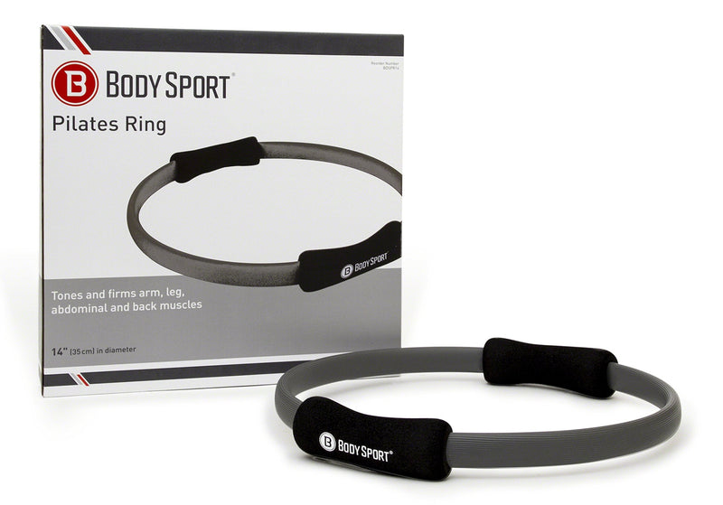 Body Sport Pilates Ring with Foam Padded Grips to Sculpt the Thighs, Core, Arms and More,Gray