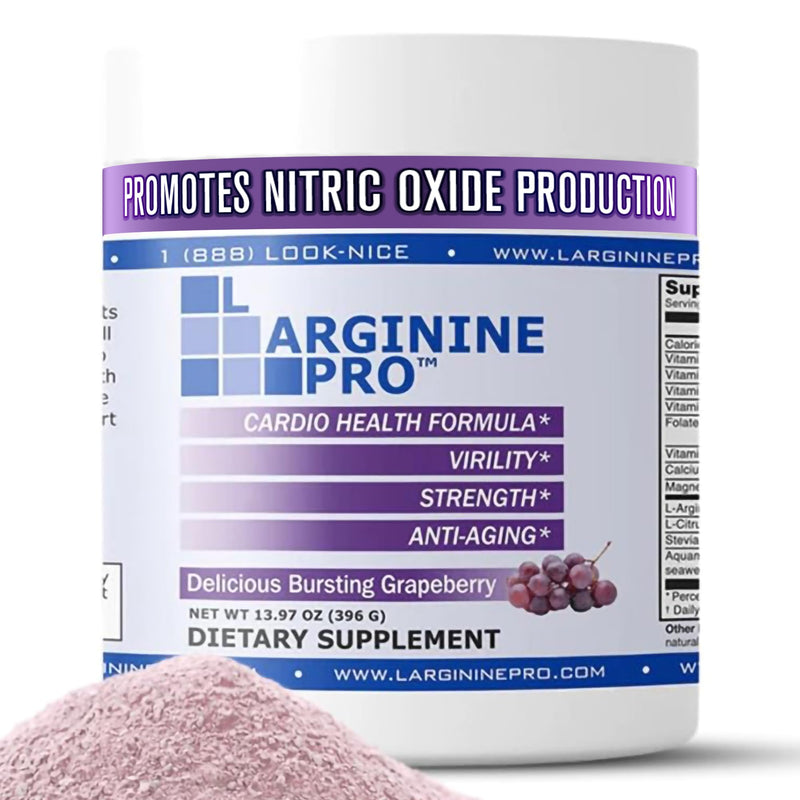 L-Arginine PRO | 5,500mg L-Arginine Plus L-Citrulline 1,100mg Grape Powder Drink Mix Supplement for Increased Nitric Oxide Production 13.97 Ounce (Pack of 1)
