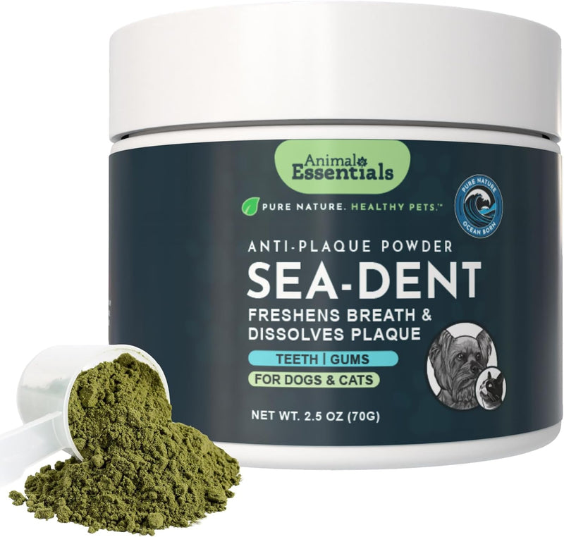 Animal Essentials SeaDent for Dogs - Kelp and Enzymes Plaque, Tartar Control Formula, Alpha Beta Amylase, Cellulase, Marshmallow Root, Slippery Elm Inner Bark, All Natural - 2.5 Oz (Pack of 1) - BeesActive Australia