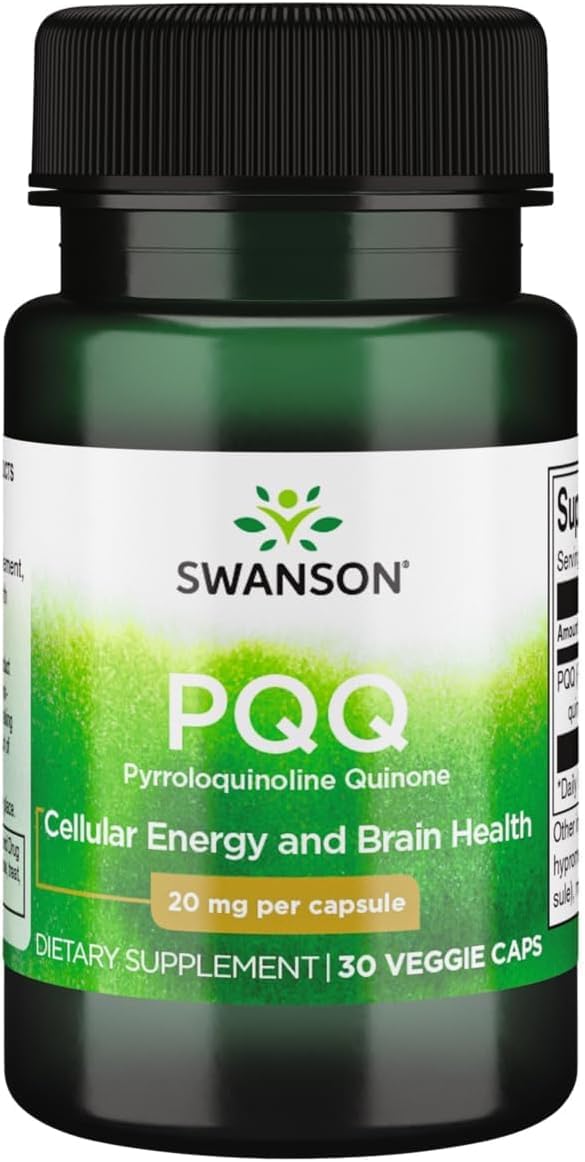 Swanson Pqq Pyrroloquinoline Quinone 20 mg, 30 Veg Capsules | PQQ Promotes Function of the Mitochondria, the Energy Centers of Cells, to Support Brain and Cardiovascular Health 30 Count (Pack of 1)