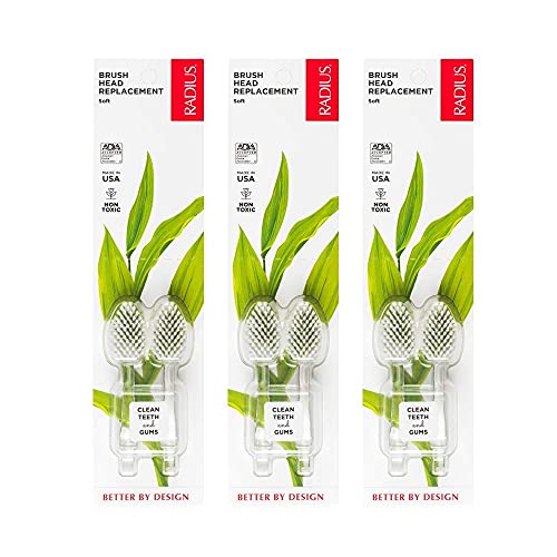 RADIUS Replacement Toothbrush Heads, Soft Bristles, 2-Count, Improve Gum Health & Reduce Gum Issues, Pack of 3 1 Count (Pack of 3)