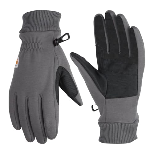Carhartt Men's Wind Fighter Thermal-Lined Fleece Touch-Sensitive Knit Cuff Glove Medium Gray