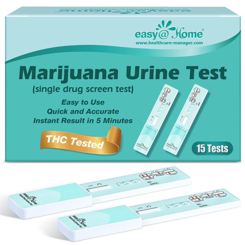 Easy@Home Marijuana Urine Drug Test Kit [15 Pack] - THC Tests for Home Use - Weed Detox Testing Kits with 50ng/ml Cutoff Level #EDTH-114 15 Count (Pack of 1)