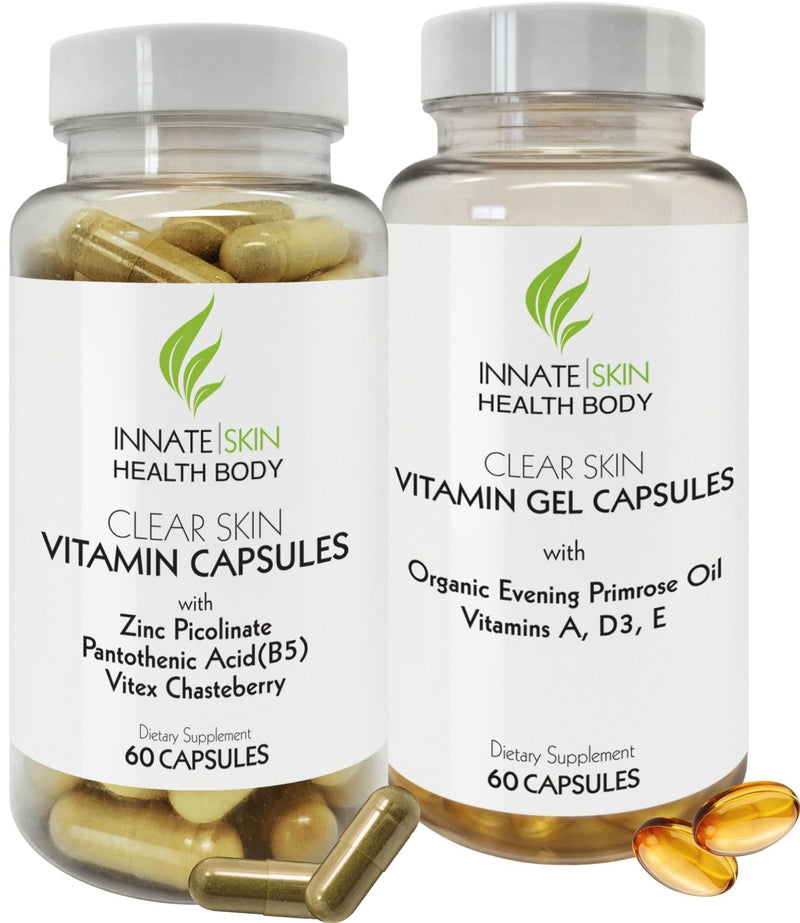 Clear Skin Acne Vitamin System | 20 Antioxidants, Botanicals & Minerals | Capsules | 60 Count | Pack of 2 60 Count (Pack of 2)
