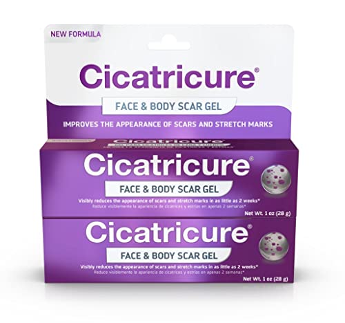 Cicatricure Advanced Scar Gel for Face & Body - Proven Results in 2 Weeks, Scar Treatment for Surgical Scars, Stretch Marks, Scars of Burns and Injuries, Acne Scar Treatment, 1 oz (28 g) - Pack of 2