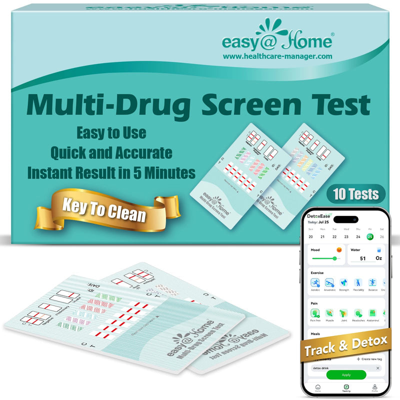 Easy@Home 6 Panel Drug Test Kit - 10 Pack Urine Drug Tests, Testing Marijuana (THC), AMP, BZO, COC, MET, OPI 2000, at Home All Drugs Screening Test Kit, #EDOAP-264 10 Count (Pack of 1) - BeesActive Australia