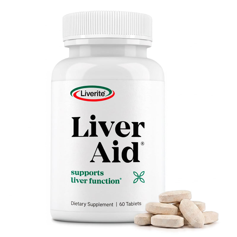 LIVERITE Liver Aid - Liver Support Supplement - 60 Tablets | Science-Based Liver Formula with Choline, Amino Acids, Phosphatidylcholine & Vitamin B12 for Liver Function & Energy Support 60 Count (Pack of 1)