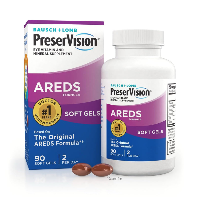 PreserVision AREDS Eye Vitamins Zinc & Vitamin C Supplement 90 Softgels | AREDS formula, macular support vitamins*, zinc, vitamin A, C & E, softgels, #1 eye doctor recommended brand1, eye health 90 Count (Pack of 1)