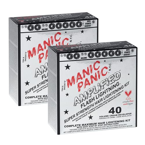 MANIC PANIC Amplified Flashlightning 40 Volume Cream Developer Hair Lightening Kit"Pack of 2" Bleach 2 Count