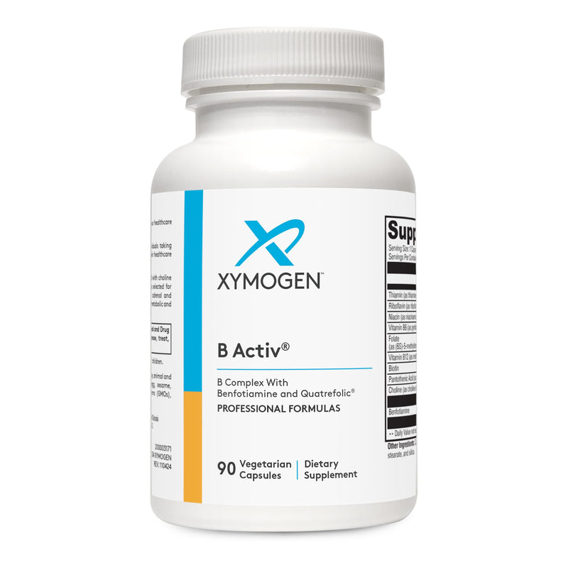 XYMOGEN B Activ - B Vitamins Supplement for Carbohydrate Metabolism Support - Supports Nervous System, Adrenal & Immune Function - Gluten-Free & Vegetarian - 90 Count (Pack of 1) | B Vitamins Supplement for Carbohydrate Metabolism Support, Supports Ner...
