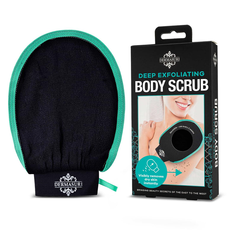 Dermasuri Deep Exfoliating Mitt Body Scrub - Body Scrubber & Skin Cleanser for Women & Men - Skin Exfoliator for Body Tool Remover of Dead & Dry Skin Single Pack - BeesActive Australia