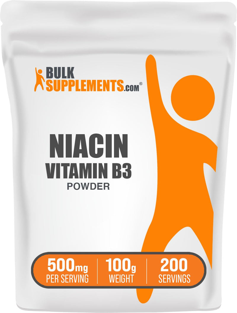 BulkSupplements.com Niacin Powder - Vitamin B3 Supplement, Niacin Flush - Gluten Free, 500mg per Serving, 100g (3.5 oz) (Pack of 1) 3.5 Ounce (Pack of 1)