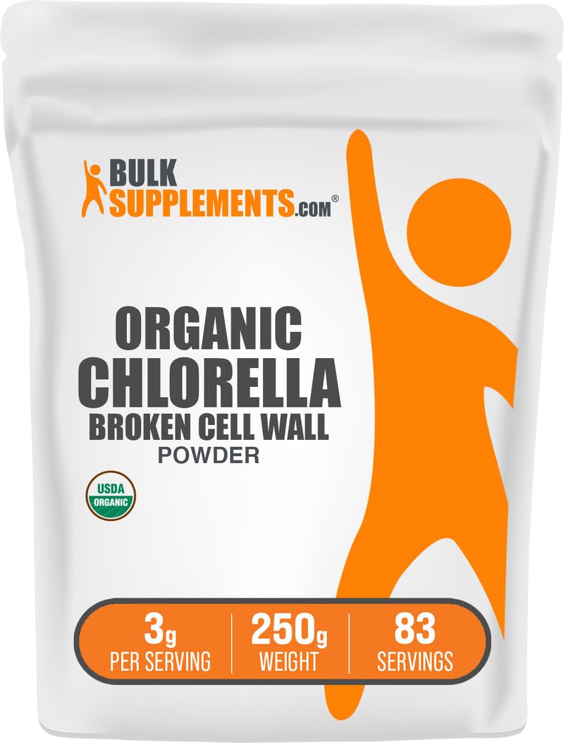BulkSupplements.com Organic Chlorella Powder - Broken Cell Wall, Green Superfood Powder, Chlorella Supplement - Gluten Free, 3g per Serving, 250g (8.8 oz) (Pack of 1) 8.8 Ounce (Pack of 1)