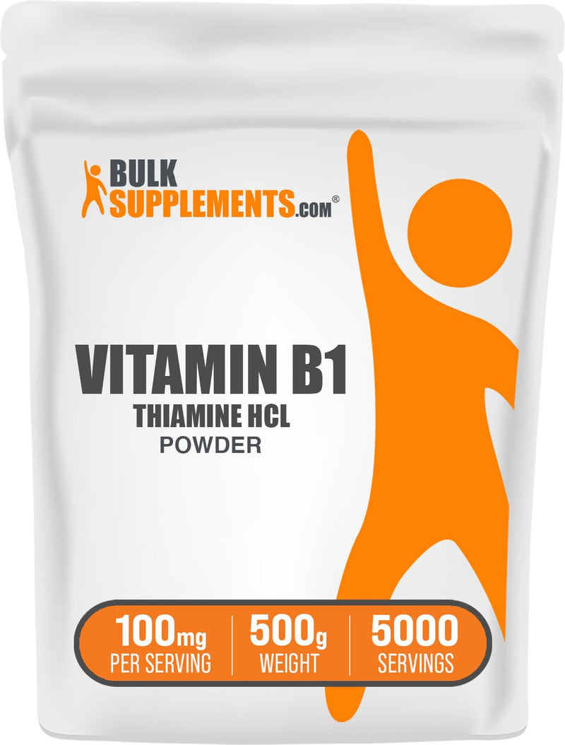 BulkSupplements Thiamine HCl Powder - Thiamine Hydrochloride, B1 Vitamins, Thiamine B1 Supplement, Thiamine 100mg - Gluten Free, 100mg per Serving, 500g (1.1 lbs) (Pack of 1) 17.64 Ounce (Pack of 1)