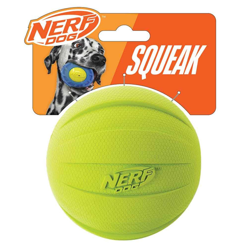 Nerf Dog Rubber Ball Dog Toy with Squeaker, Lightweight, Durable and Water Resistant, 4 Inch Diameter for Medium/Large Breeds, Single Unit, Green - BeesActive Australia