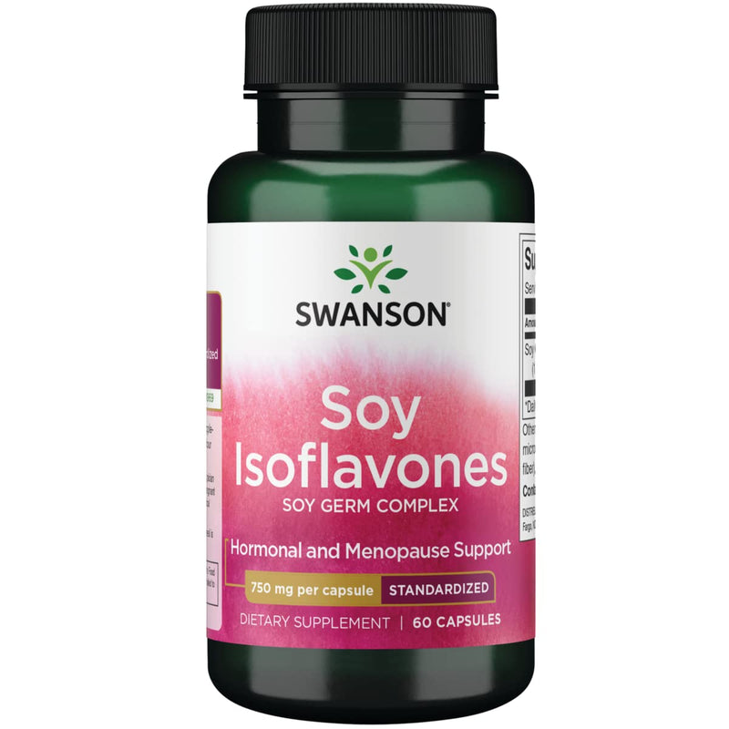 Swanson Soy Isoflavones Bone and Menopause 750 mg, 60 Capsules | Promotes Strong Bones, Cardiovascular Health and Menopause Support, Soy Germ Complex Standardized to Isoflavones