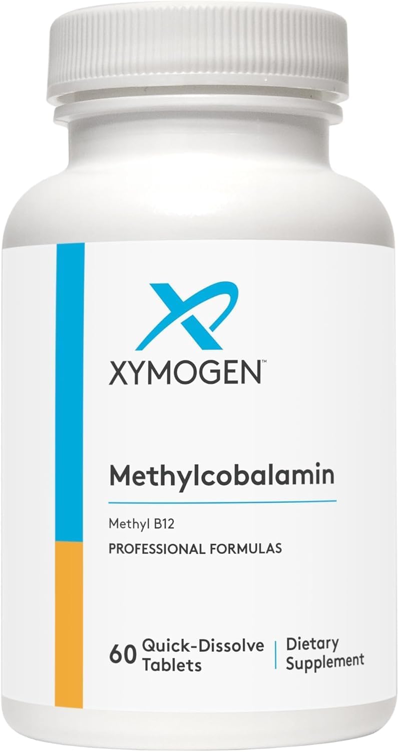 XYMOGEN Methylcobalamin, 60 Quick-Dissolve Tablets | 5 mg Vitamin B12, Supports Healthy Methylation, Neurological Health, and Red Blood Cell Formation, Non-GMO and Gluten-Free 60 Count (Pack of 1)