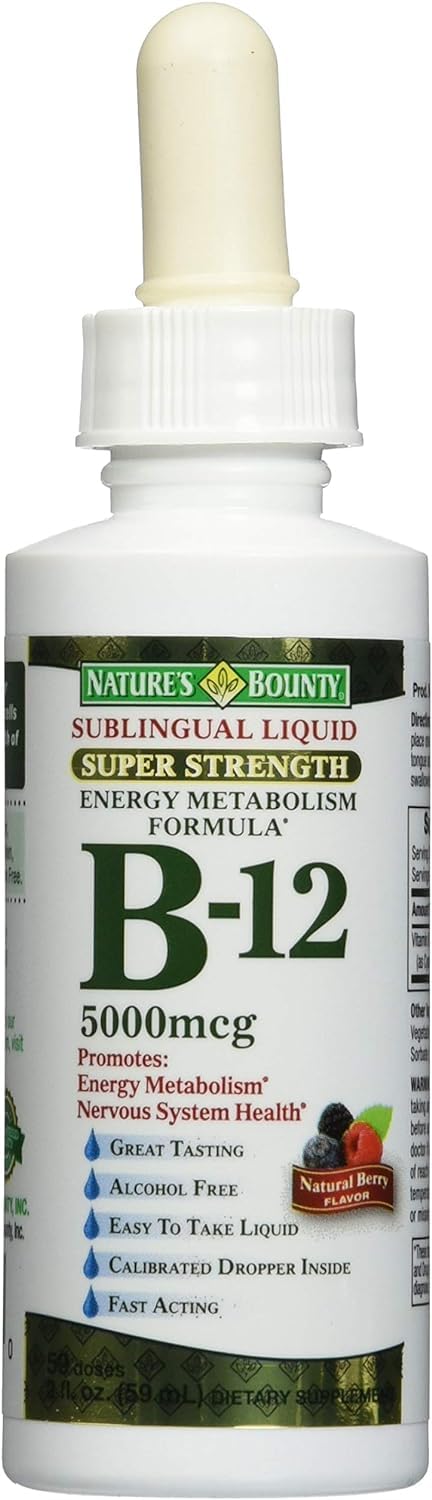 Nature's Bounty B-12 5000 mcg Sublingual Liquid Energy Health 2 oz (Pack of 3) 2 Fl Oz (Pack of 3)