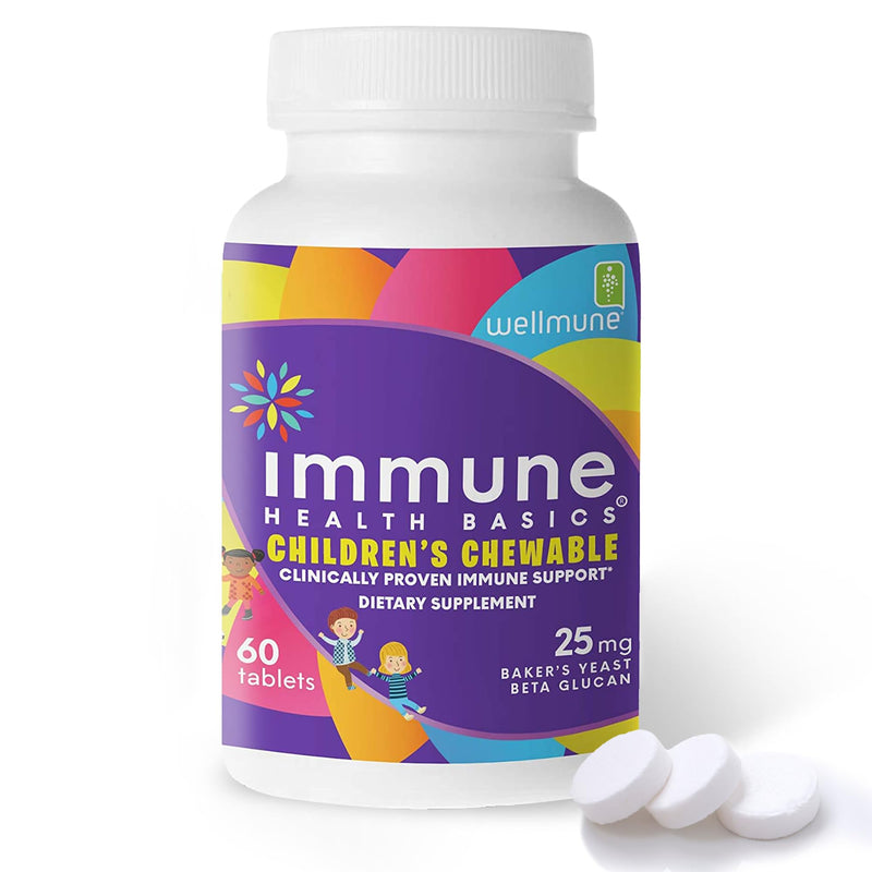 Children's Chewable Tablets, Wellmune Clinically Proven Highly Purified Beta Glucan Immunity Supplements for Children, Kids-Approved!