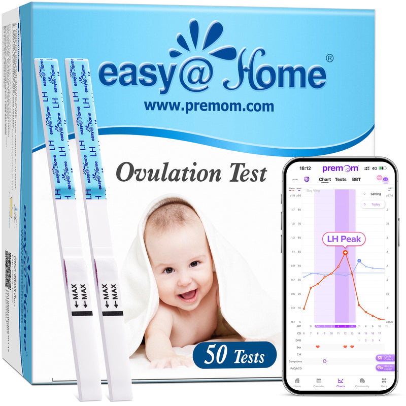 Easy@Home Ovulation Test Strips (50-Pack), FSA Eligible Ovulation Predictor Kit, Powered by Premom Ovulation Calculator iOS and Android APP, 50 LH Tests 50 Count (Pack of 1) - BeesActive Australia