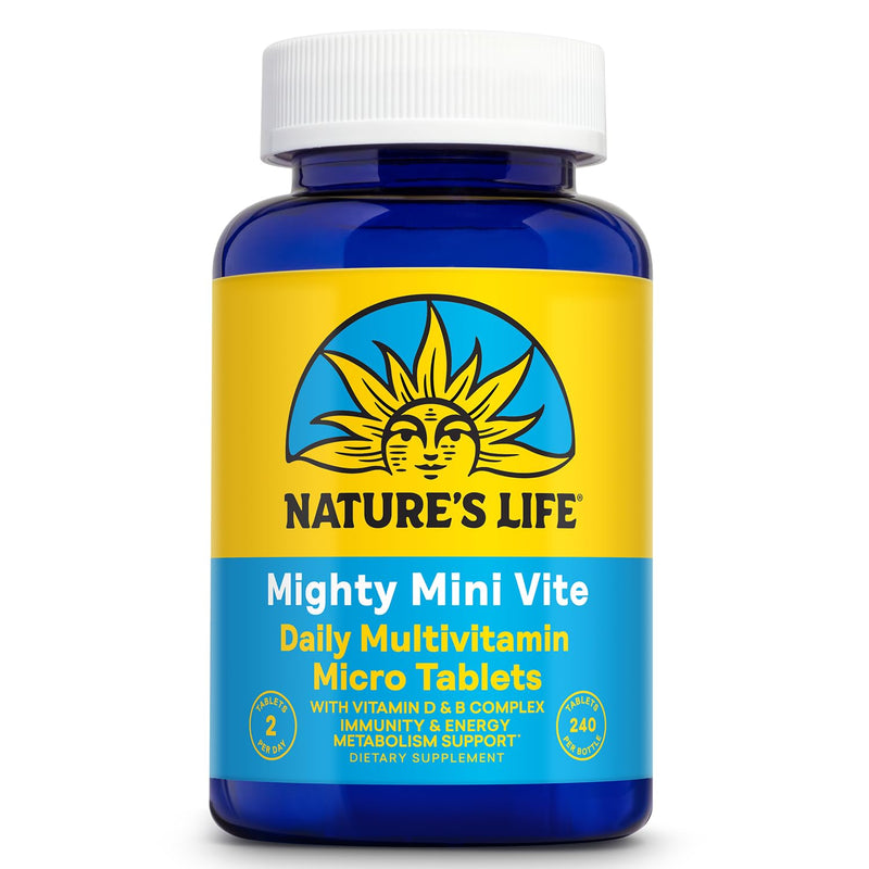 Nature's Life Mighty Mini Vite - Daily Multivitamin for Women and Men - Vitamin D and B Complex - Immunity and Energy Metabolism Support - Lab Verified - 120 Servings, 240 Micro Tablets | Daily Multivitamin for Energy & Immune Support - Vitamin D, Vita...