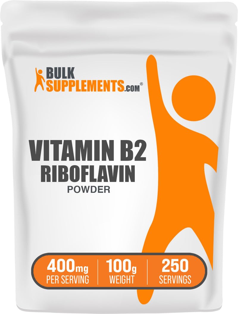 BulkSupplements.com Riboflavin Powder - as Vitamin B2, Vitamin B2 Supplement - Riboflavin 400mg, B Vitamins for Wellness, Gluten Free, 400mg per Serving, 100g (3.5 oz) (Pack of 1) 3.53 Ounce (Pack of 1)