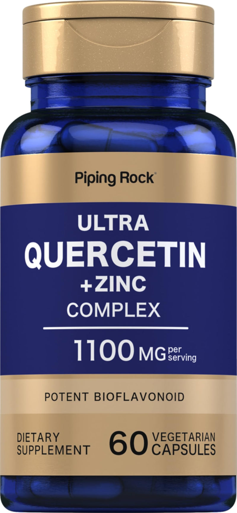 Piping Rock Quercetin Zinc Complex 1100 mg | 60 Capsules | Potent Flavonoid | Non-GMO, Gluten Free Supplement