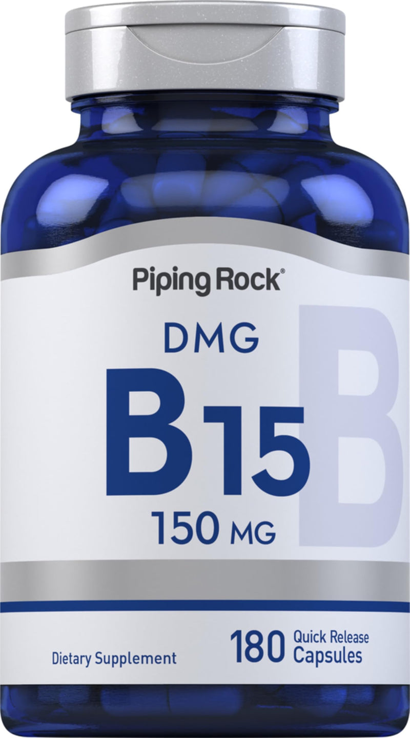Piping Rock DMG Supplement B15 | 150 mg | 180 Capsules | Dimethylglycine HCl | Non-GMO, Gluten Free