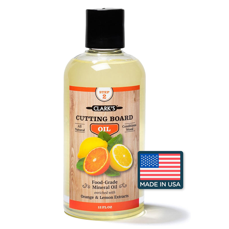 CLARK'S Cutting Board Oil - Food Grade Mineral Oil for Cutting Board - Enriched with Lemon and Orange Oils - Butcher Block Oil and Conditioner - Mineral Oil - Restores and Protects All Wood - 12oz Orange & Lemon - 12 OZ (Most Popular) - BeesActive Australia