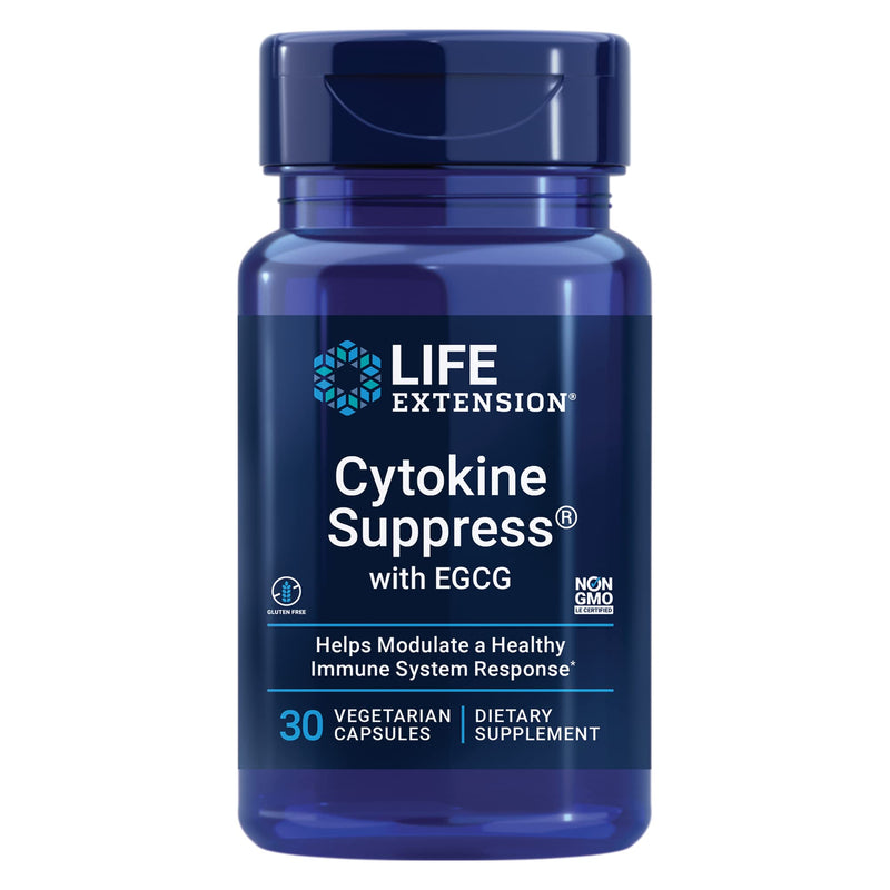 Life Extension Cytokine Suppress with EGCG, 30 Count | Cytokine Suppress with EGCG Supports Whole-Body Health, Gluten-Free, Non-GMO & Vegetarian, 30 Capsules 30 Count (Pack of 1)