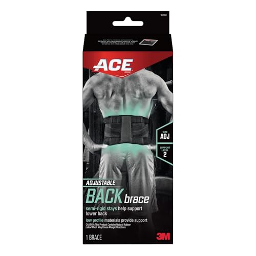 ACE - 902002 Adjustable Back Brace, Stabilizing Support and Comfort, Adjustable, Breathable, Full Range of Motion, from America's Most Trusted Brand of Braces, Black 1 Count (Pack of 1)