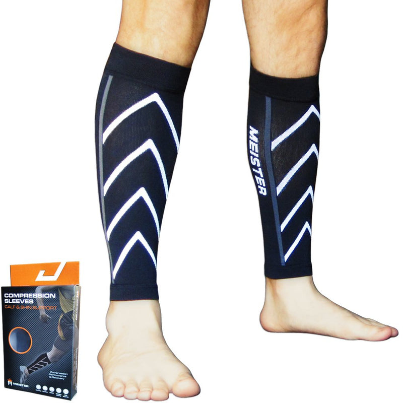 Meister Graduated 20-25mmHg Compression Running Leg Sleeves for Shin Splints (Pair) Black Small - BeesActive Australia