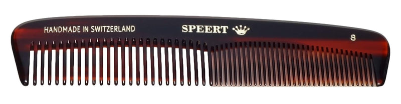Speert #8 Acetate Tortoise Hairdressing Comb Men Women Thick Thin Curly Straight Hair Slick Styling Handmade in Switzerland 6.1" x 1.61" x 0.16" Brown/Burgundy/Auburn - BeesActive Australia