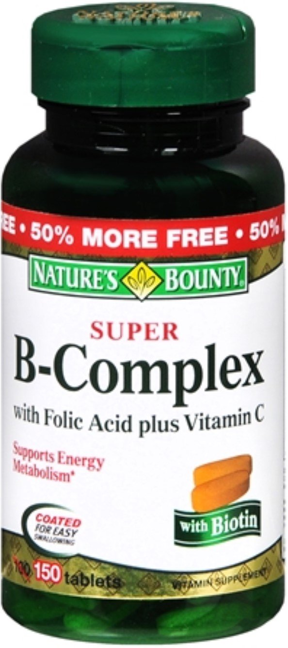 Nature's Bounty B-Complex with Folic Acid Plus Vitamin C, Tablets 150 Each (Pack of 1) Unflavored 150 Count (Pack of 1)