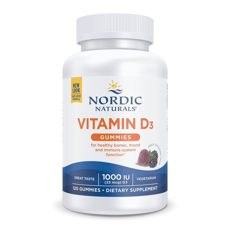 Nordic Naturals Vitamin D3 Gummies, Wild Berry - 120 Gummies - 1000 IU Vitamin D3 - Great Taste - Healthy Bones, Mood & Immune System Function - Non-GMO - 120 Servings 120 Count (Pack of 1) - BeesActive Australia
